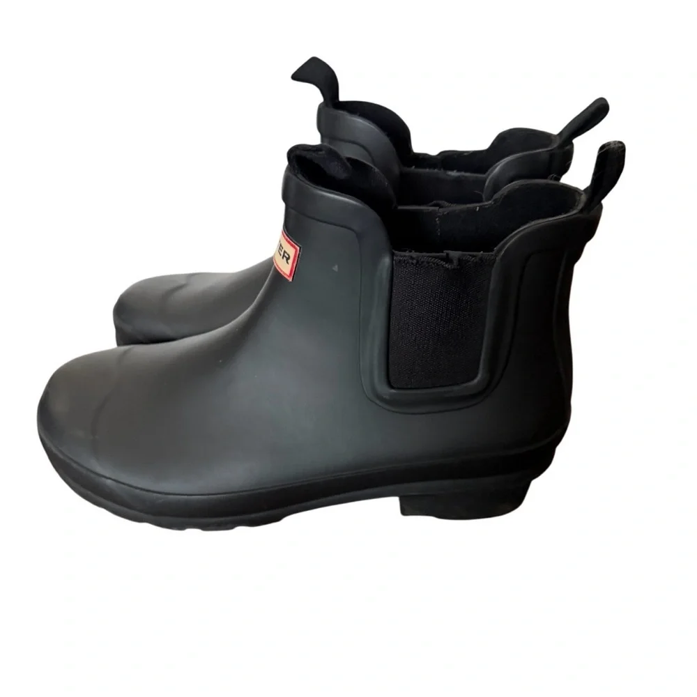 Hunter Matte Kids Original Black Mini Chelsea Boots-Size 2